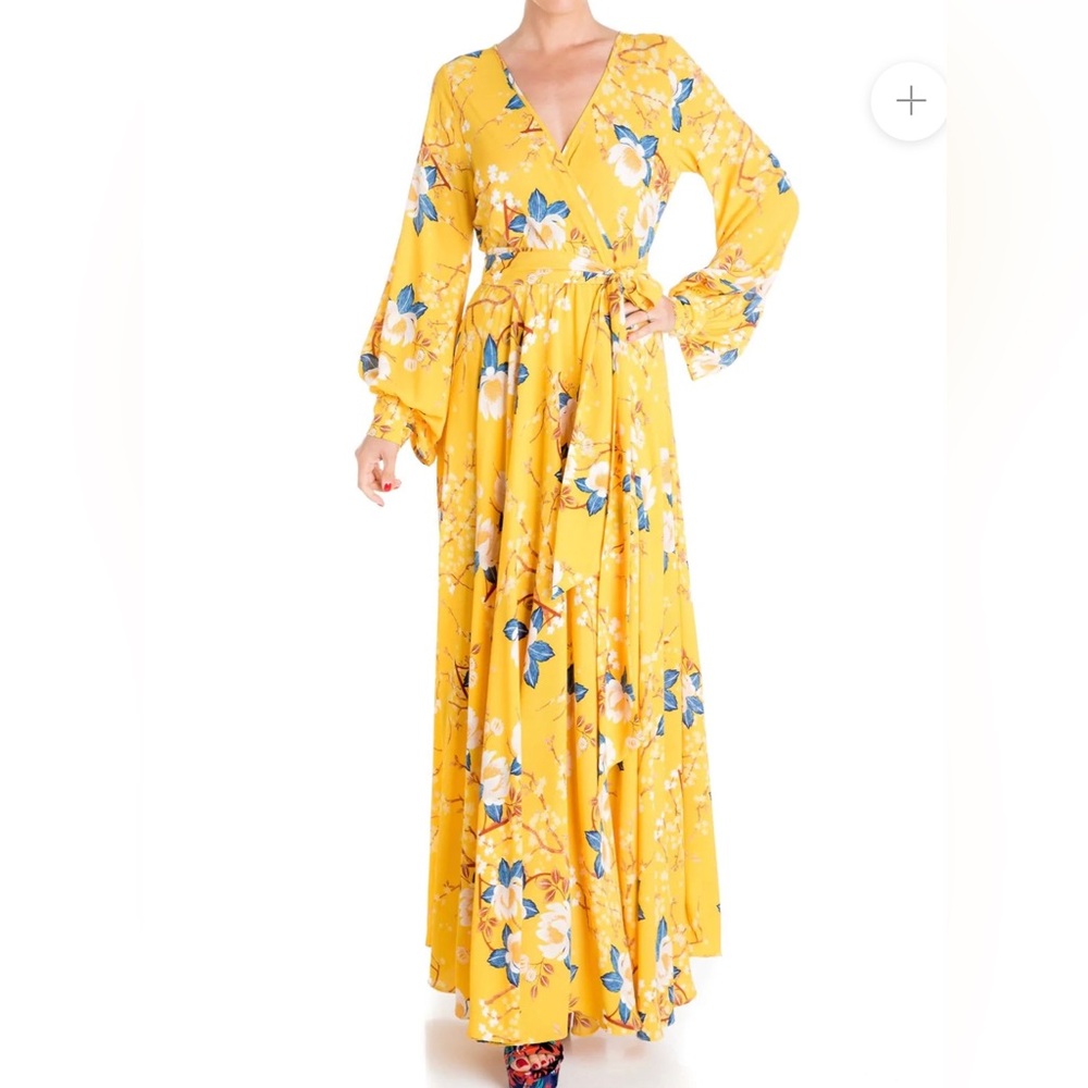 MEGHAN LA; Lilypad Maxi Dress- Gold Lotus medium size